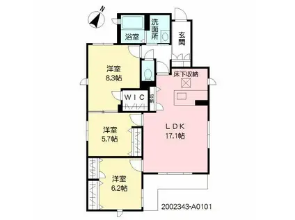プレミアス新屋敷(3LDK/1階)の間取り写真