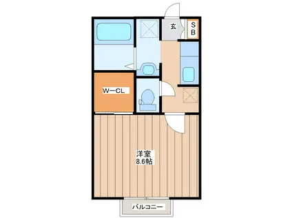 ディア・コート高松(1K/2階)の間取り写真