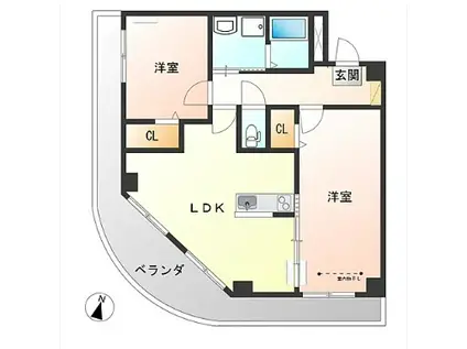ファイブシティ(2LDK/2階)の間取り写真