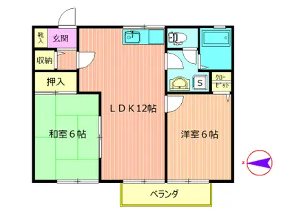 クレセント相原(2LDK/2階)の間取り写真