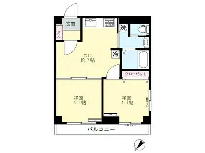 シャンボール文京(2DK/4階)の間取り写真