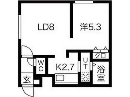 KOKOMO北13条(1LDK/3階)の間取り写真