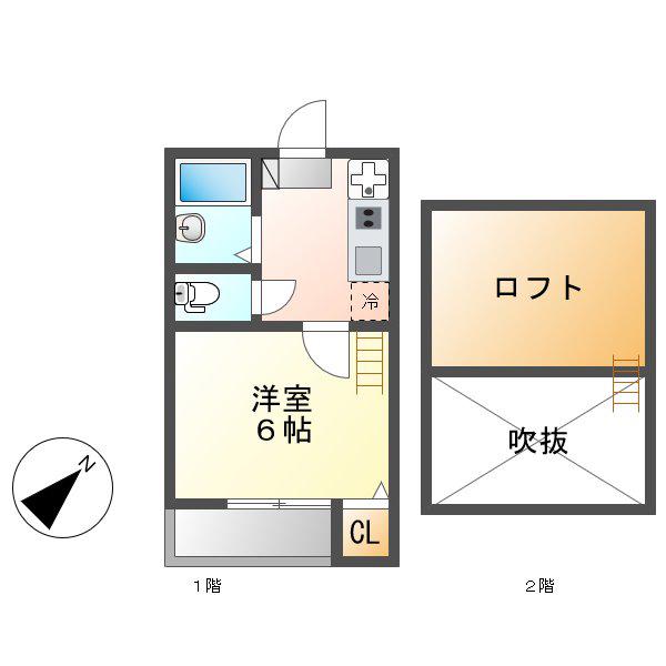MYU浄心(1K/2階)の間取り写真