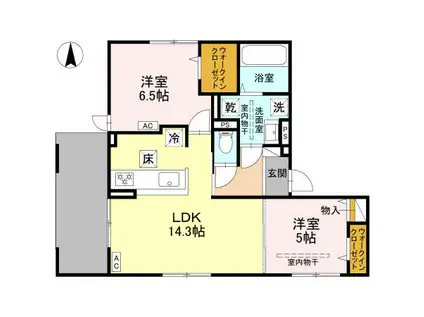 D-RESIDENCE高槻市下田部B(2LDK/3階)の間取り写真