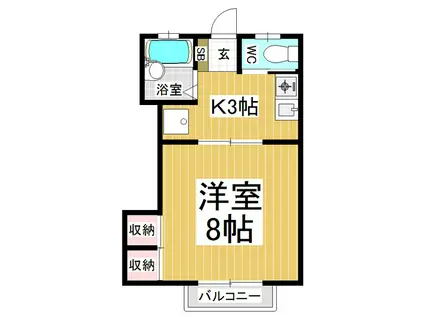 コーポマツミB棟(1K/2階)の間取り写真