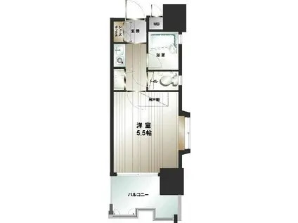 ダイナコート西公園トレンドゥ(1K/13階)の間取り写真