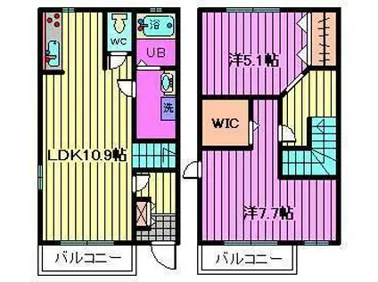 グレイスヒルズA棟(2LDK/1階)の間取り写真