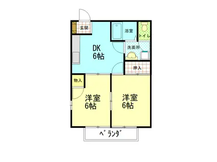 シャルマン(2DK/1階)の間取り写真