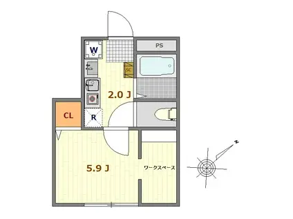 シーエス飛田給(1K/1階)の間取り写真