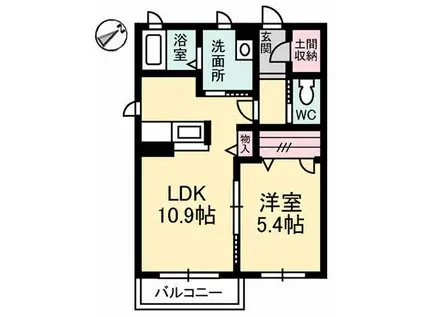 シャーメゾンショコラ(1LDK/2階)の間取り写真
