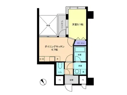 信開トピア高岡(1DK/7階)の間取り写真