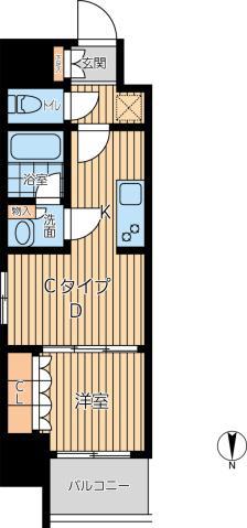 プライマル西蒲田(1DK/6階)の間取り写真