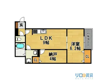 菅原1丁目ハイツ(1SLDK/1階)の間取り写真