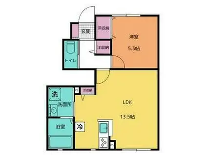 STELLA(1LDK/1階)の間取り写真