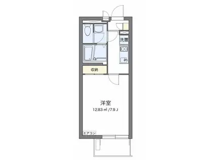 クレイノシンフォニー 野村(1K/2階)の間取り写真