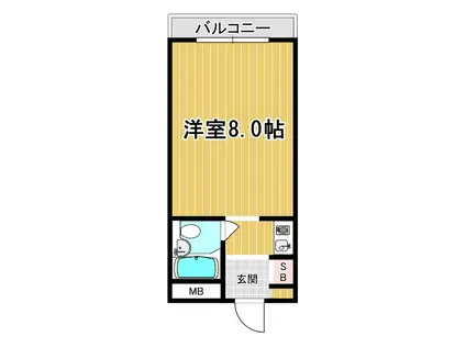 第2マンション(1K/3階)の間取り写真