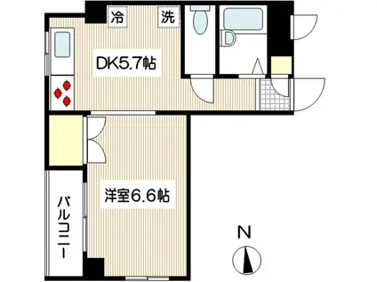 松本ビル(1DK/3階)の間取り写真