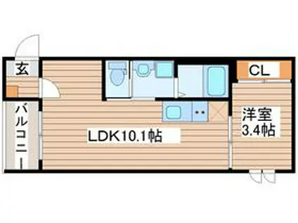 グロウランス宮城野(1LDK/2階)の間取り写真