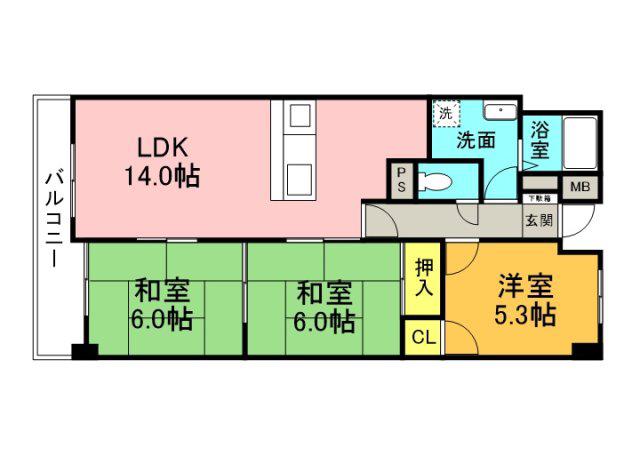 フォーラム牛田早稲田(3LDK/5階)の間取り写真