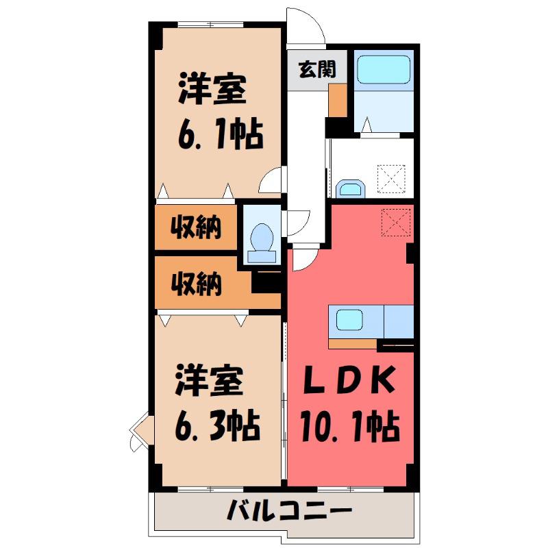 ブリリアンス(2LDK/3階)の間取り写真