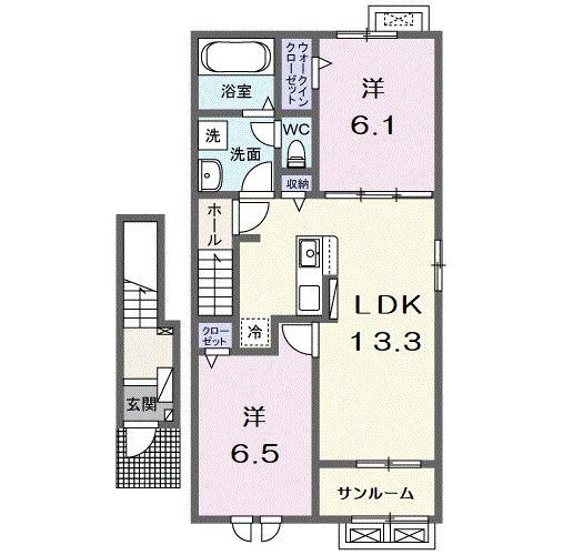 ボニート ブローテ(2LDK/2階)の間取り写真