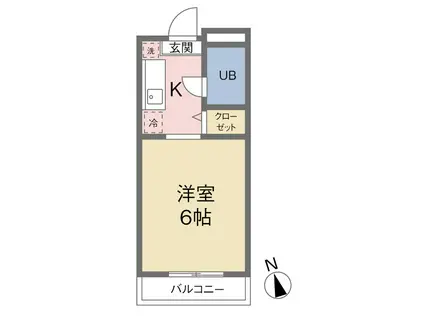 アルペンみの(ワンルーム/2階)の間取り写真