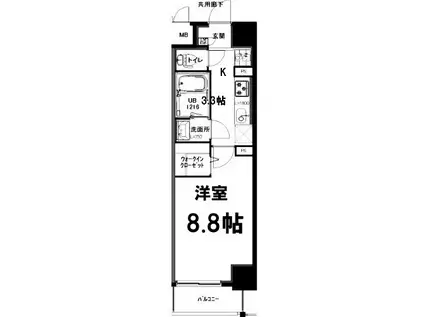 プライム松原(1K/2階)の間取り写真