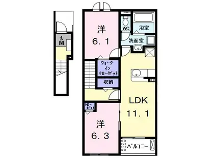 レスポワール鯏浦(2LDK/2階)の間取り写真