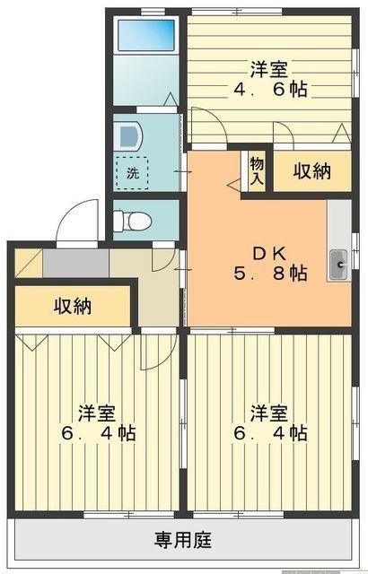ミラコスタB(3DK/1階)の間取り写真