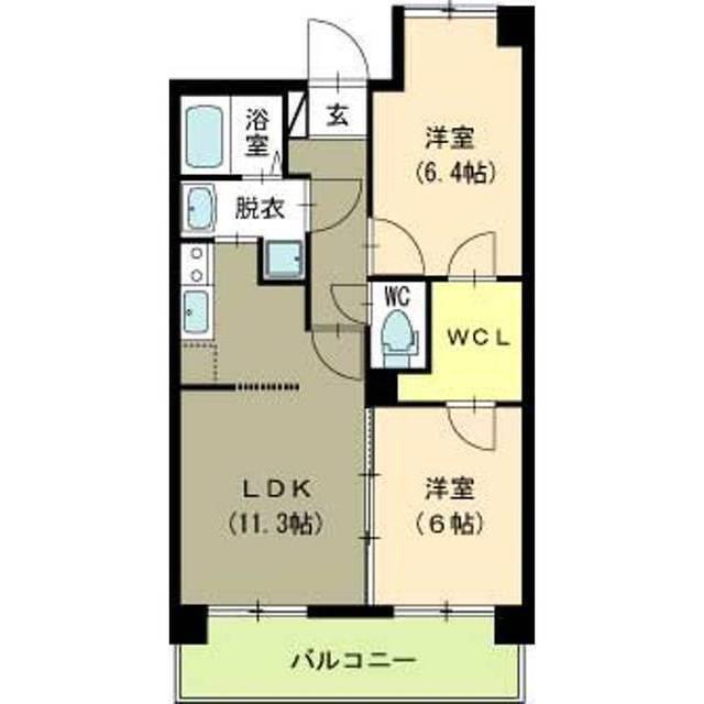 パークハイツ美咲(2LDK/5階)の間取り写真