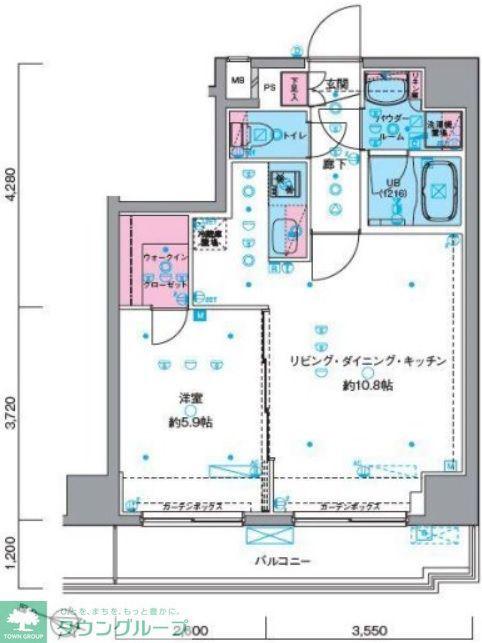 ジェノヴィア南千住IIスカイガーデン(1LDK/11階)の間取り写真