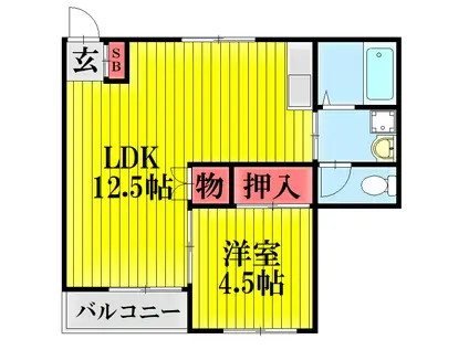 イオロスソーカ(1LDK/3階)の間取り写真