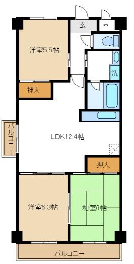ニュープリーメル(3LDK/9階)の間取り写真