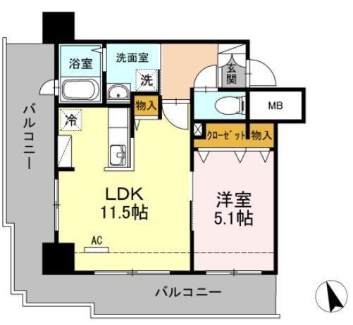 ブリスキューブ(1LDK/7階)の間取り写真