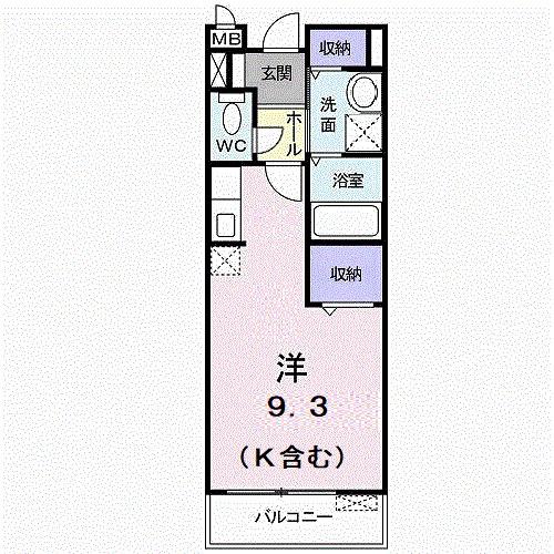 リバーサイド広面(ワンルーム/1階)の間取り写真