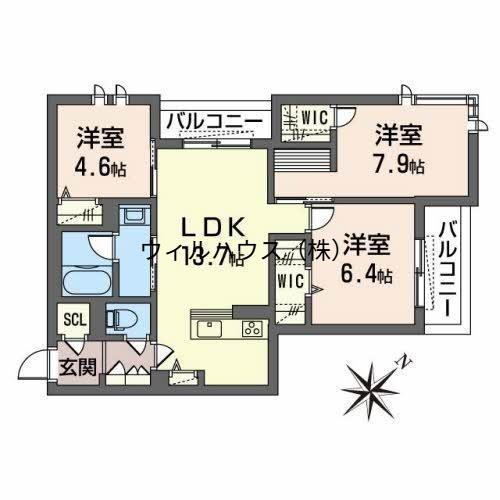 シャーメゾンルーナノワ(3LDK/2階)の間取り写真