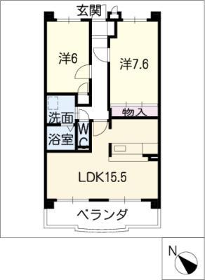 グランコリーヌ(2LDK/3階)の間取り写真
