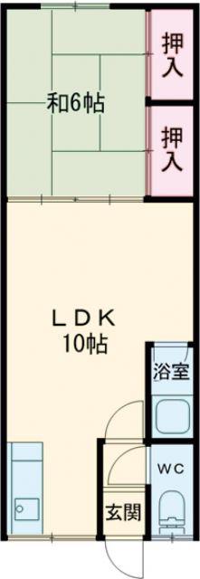 万代パレス(1DK/1階)の間取り写真