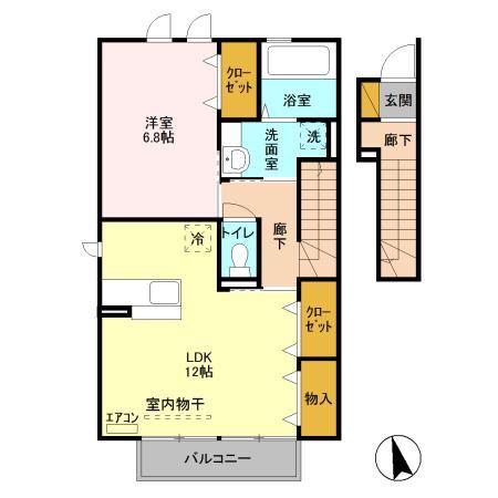 グラン・ボヌール II(1LDK/2階)の間取り写真