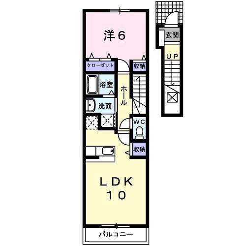 ウィルヴェスティージ参番館(1LDK/2階)の間取り写真