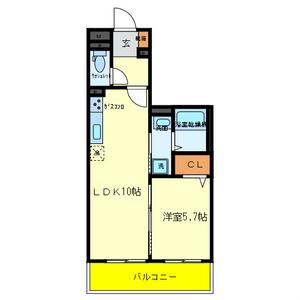 ヴェルデ東大阪(1LDK/1階)の間取り写真