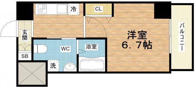 エルプレイス本町(1K/9階)の間取り写真