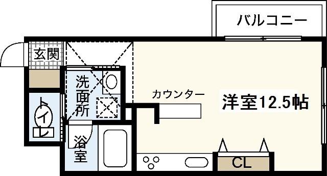 X-SELLヒラモト平和大通(ワンルーム/4階)の間取り写真