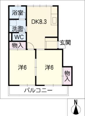 コーポ大光(2DK/1階)の間取り写真