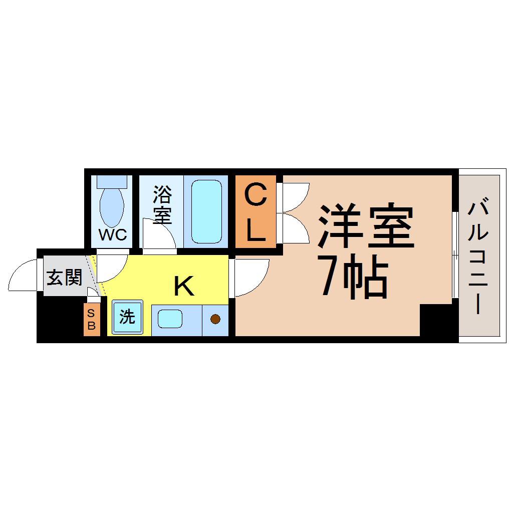 セントラルハイツ安田通(1K/4階)の間取り写真