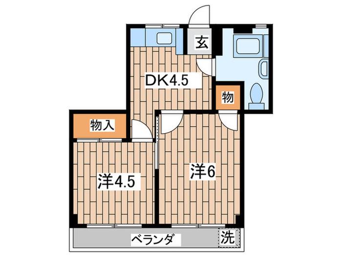 庚台コーポ(2DK/4階)の間取り写真