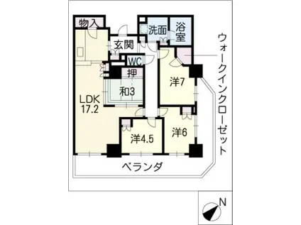 パークシティタワーズガーデン/エアーズFT(4LDK/16階)の間取り写真