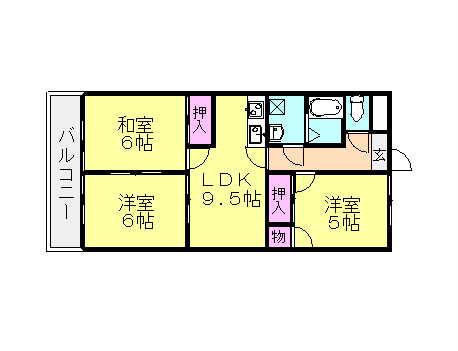 サンモール西鳥(3LDK/3階)の間取り写真