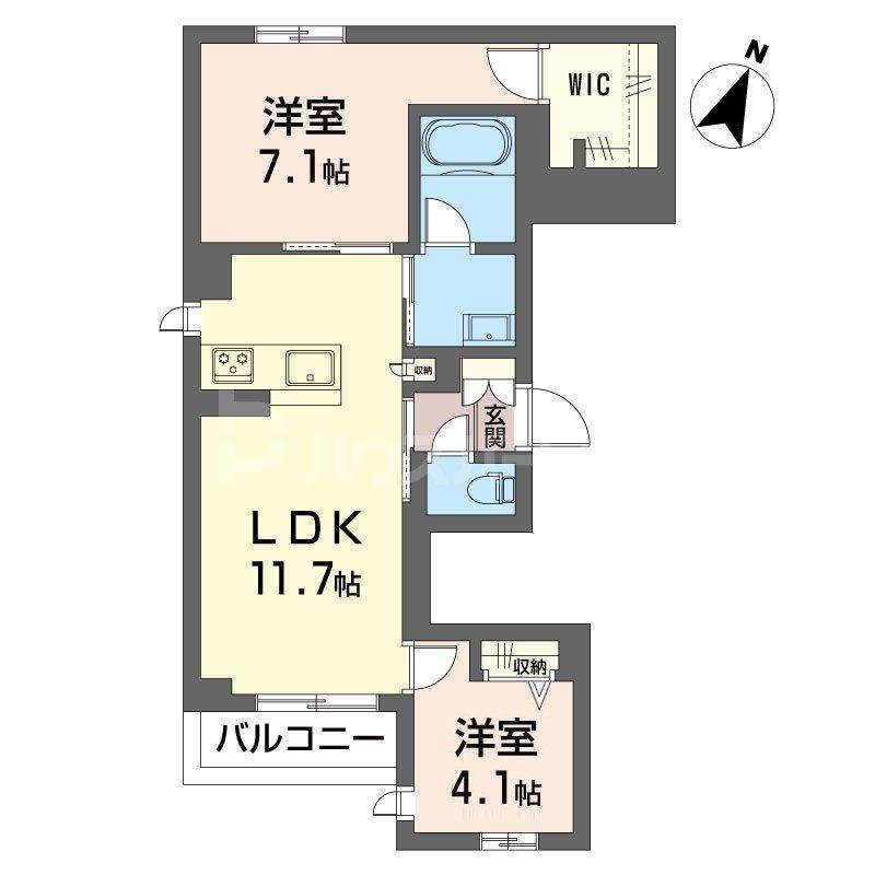 サーフパラダイス登戸(2LDK/2階)の間取り写真