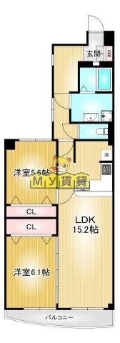ライオンズマンション栄第2(2LDK/9階)の間取り写真